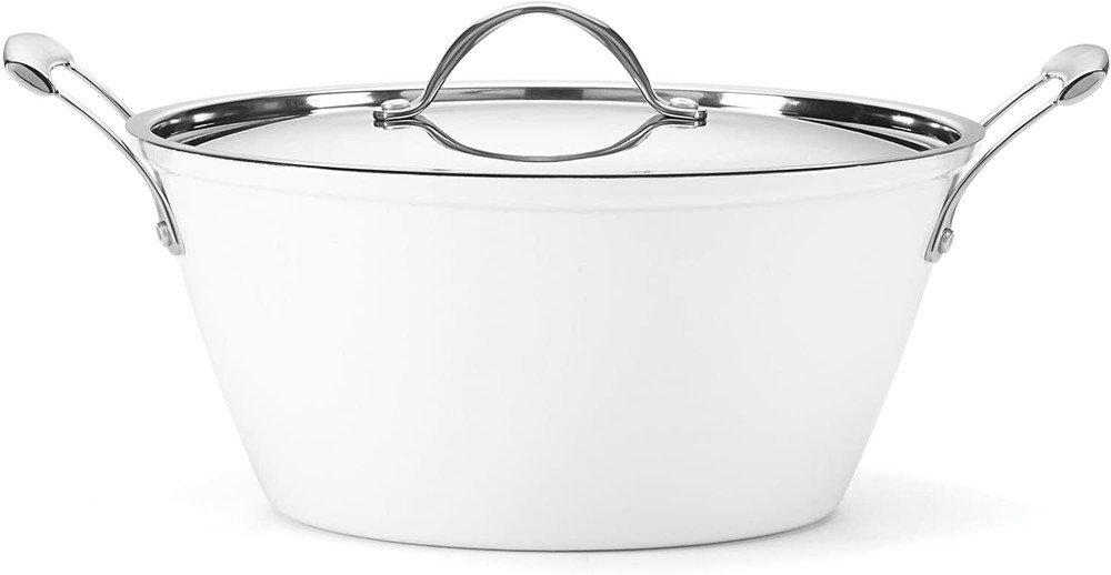 Food & Wine For Gorham Light Cast Iron 6 Quart Casserole, White