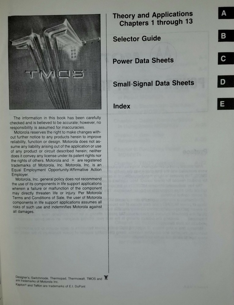 USED 1984 Motorola ITMOS Power MOSFET Transistor Data