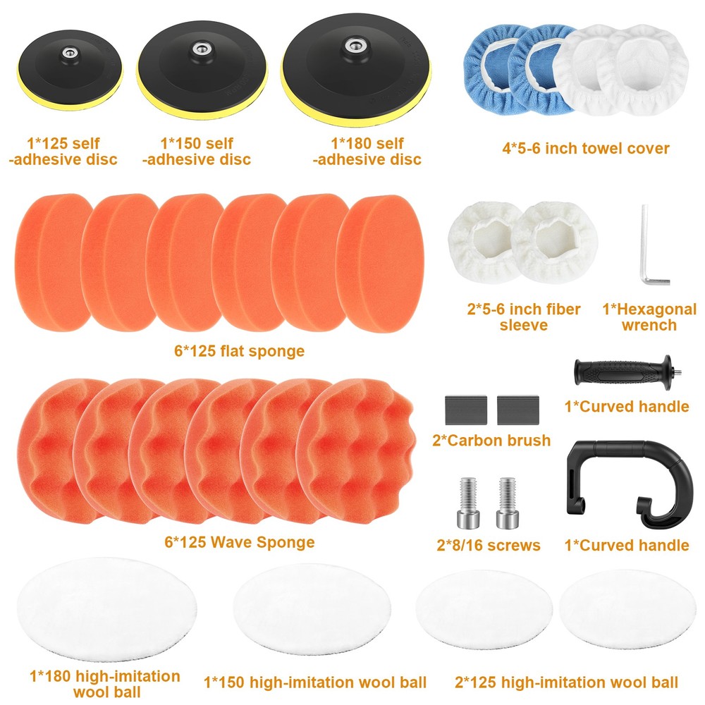 ✅2000W Electric Car Polisher Buffer Sander Polishing Machine Kit w/ 7"Pad Bonnet