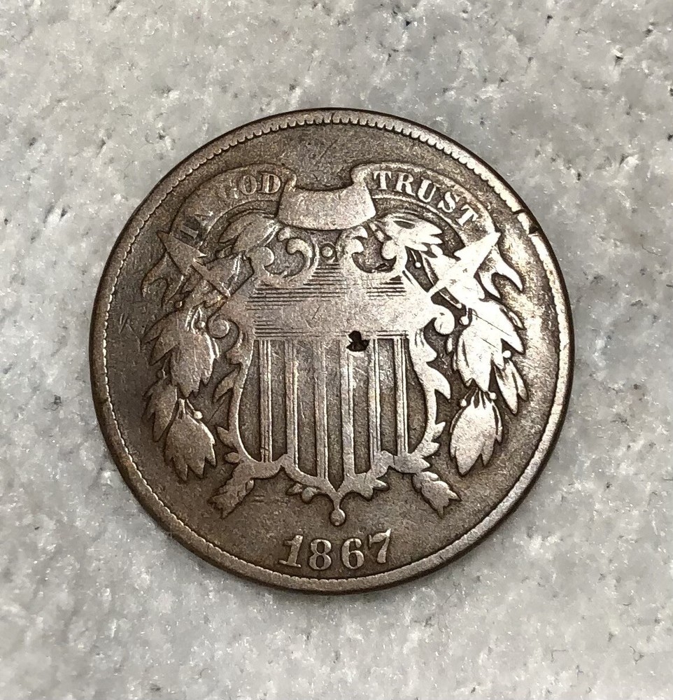 1867  2C  TWO CENT PIECE  VG CONDITION Early US Coin