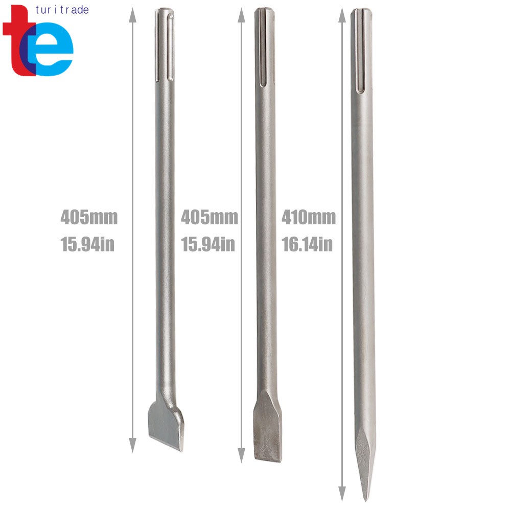 3 Pack 16" SDS Max Bits Set Long-Point Chisel, Scaling Chisel Flat Chisel