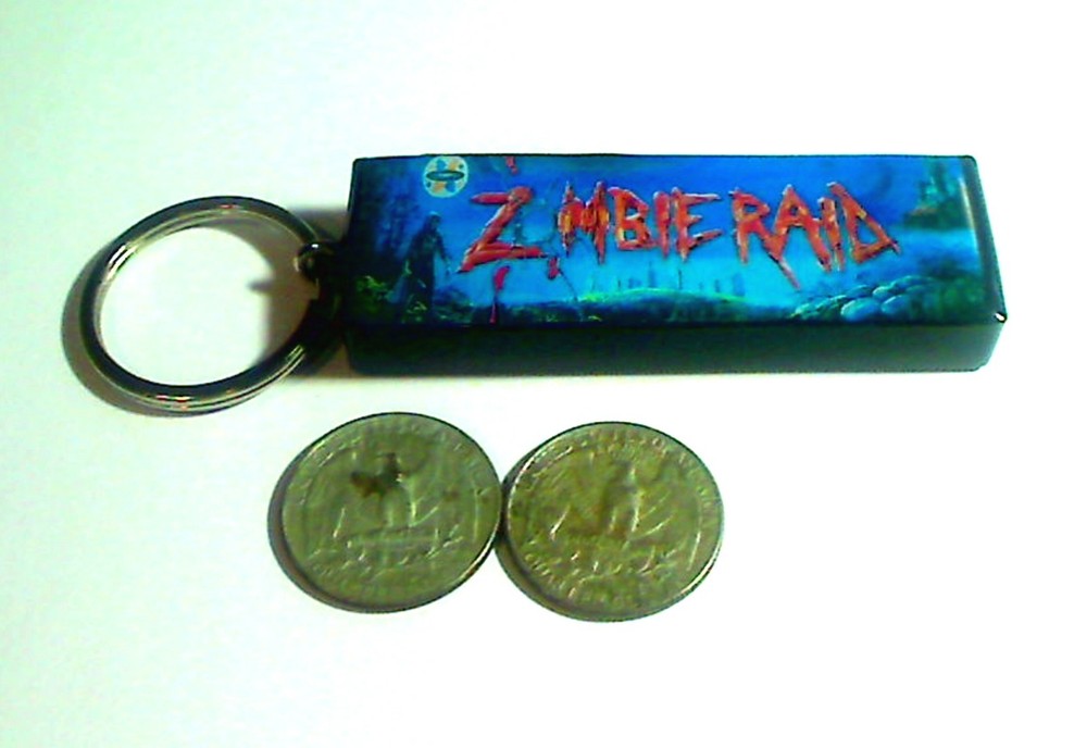 Zombie Raid Arcade Marquee Coin Door accessory Keychain