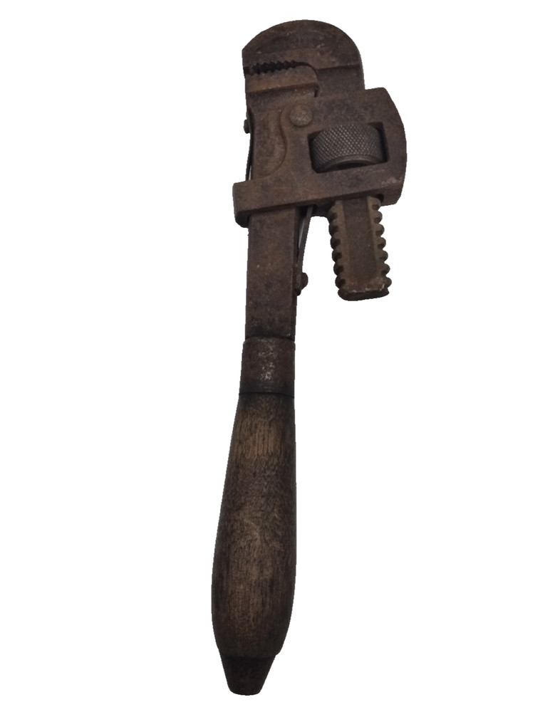 Vintage Adjustable Pipe Wrench Wood Handle