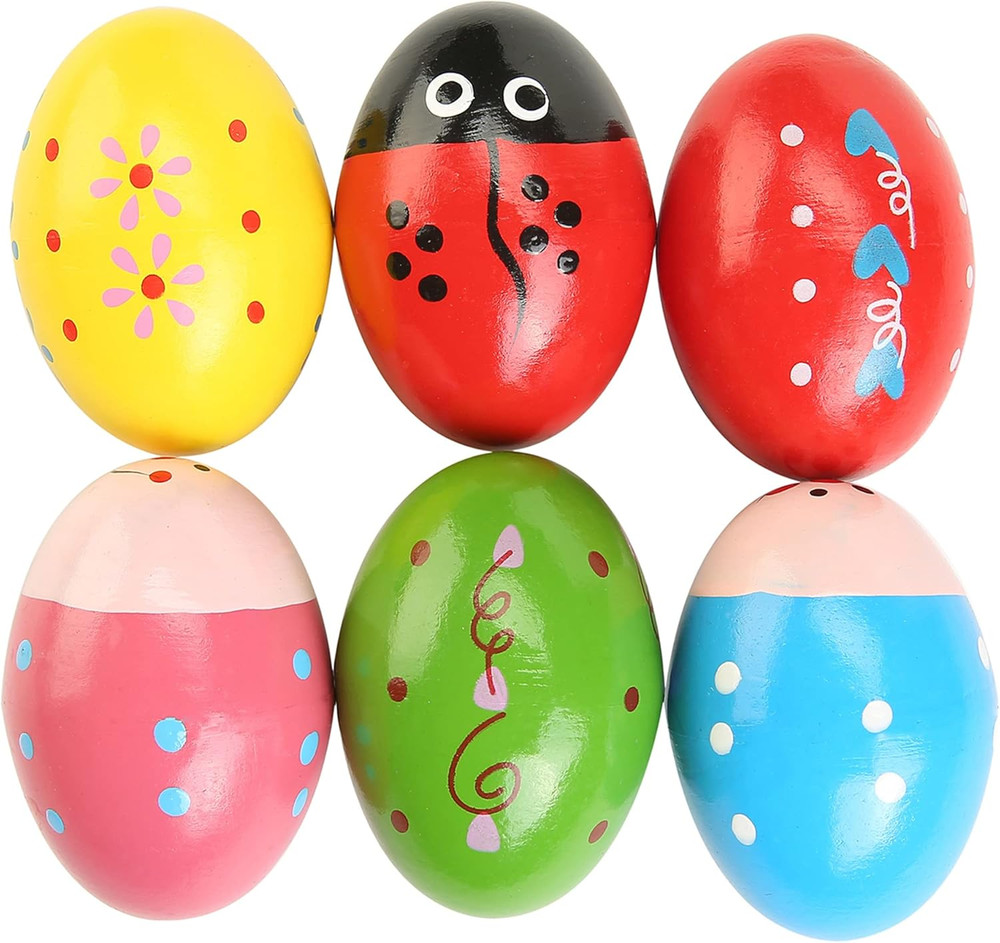 6pcs Wooden Egg Shakers Musical Percussion Instruments
