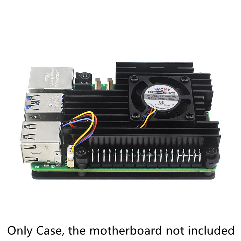 For Raspberry Pi 5 Aluminum Alloy Case with Temperature Controlled Cooling Fan