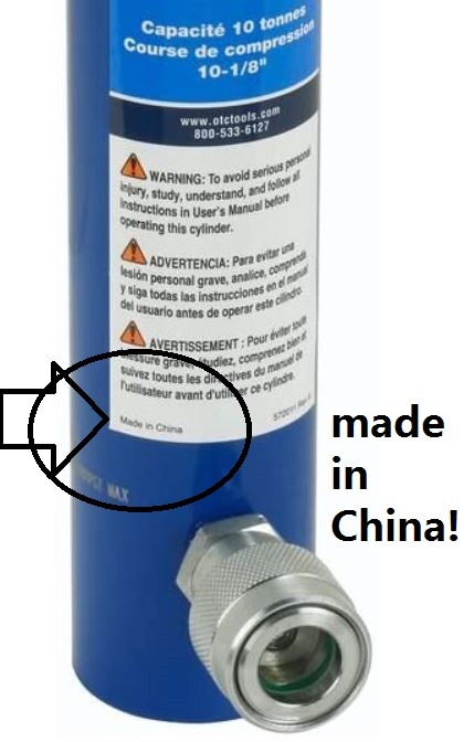 REPLACEMENT OTC TOOLS 4105A STYLE 10 Ton Single Acting Cylinder New