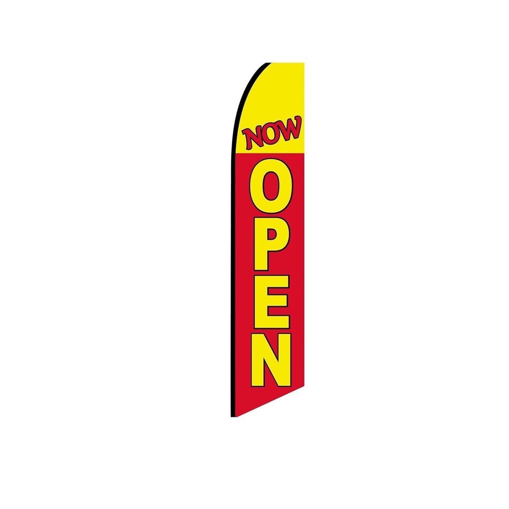 Now Open RedYellow Swooper Flutter Feather Flag | 3ft W x 11.5ft Tall