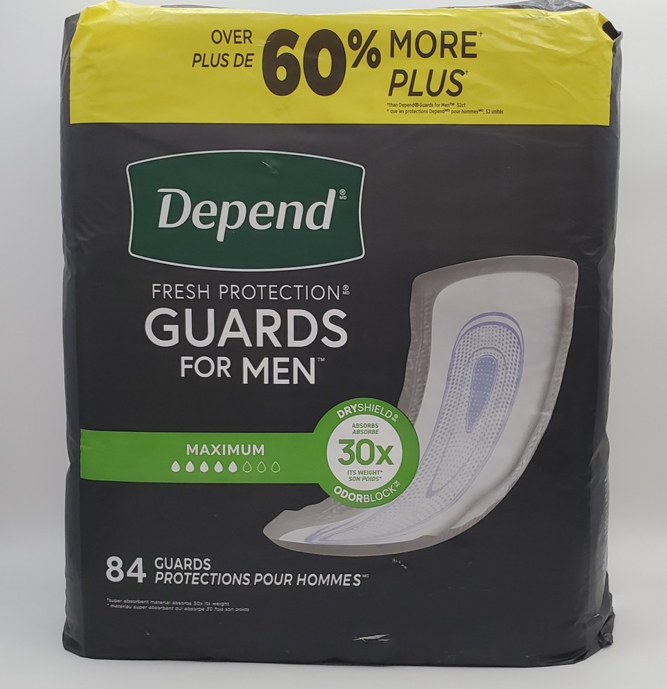 Depend Mens Guards 84ct Maximum Absorbency Bladder Control Pads Dry Odor Shield