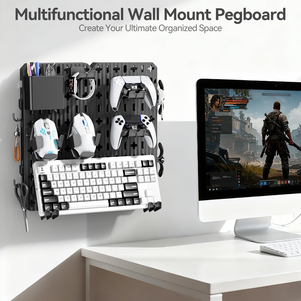 Keyboard and Mouse Display Stand Holder, Wall Mount Office Organization Pegbo...