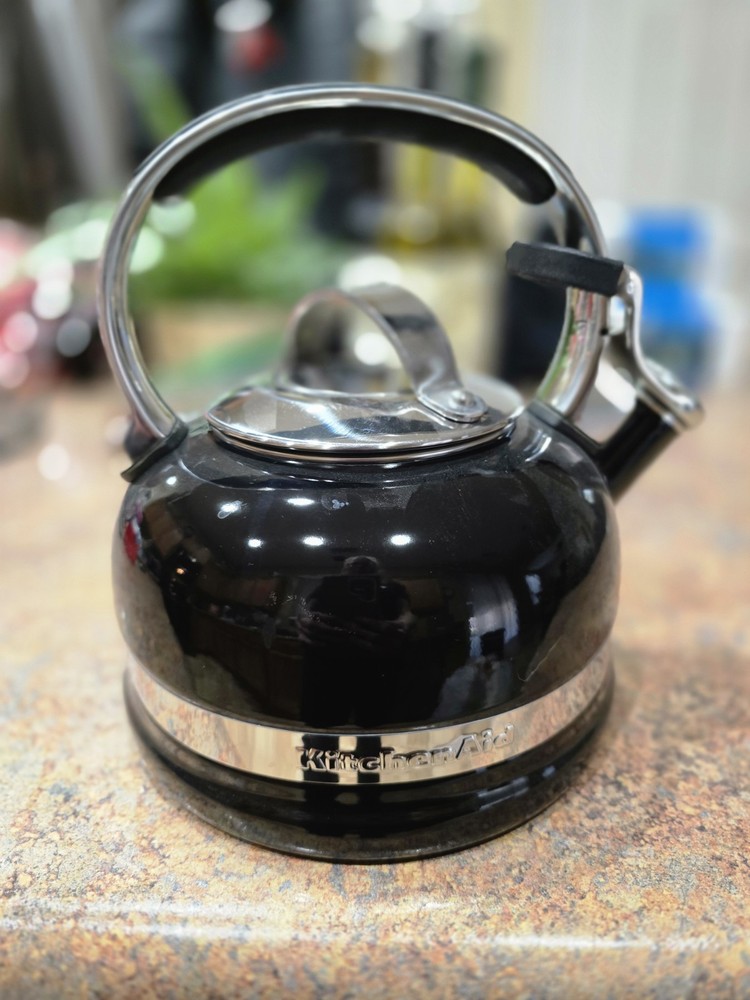 KitchenAid 1919 Black Stainless Steel Whistling Tea Kettle Ergonomic Handle