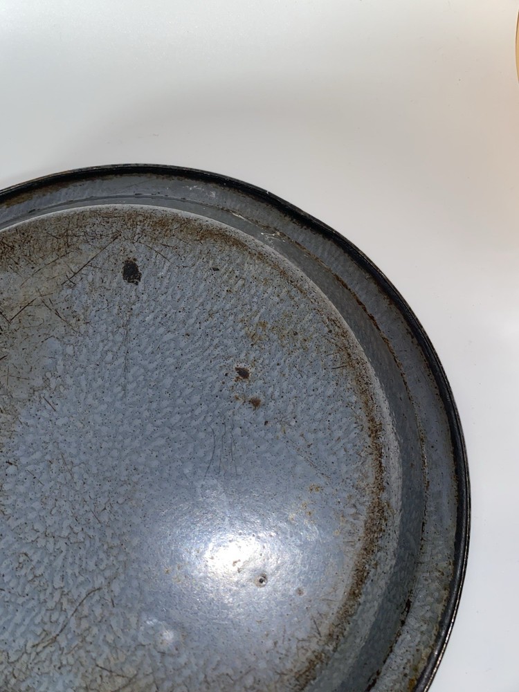 Grey Enamelware or Graniteware Pie Plate Lot Of Two