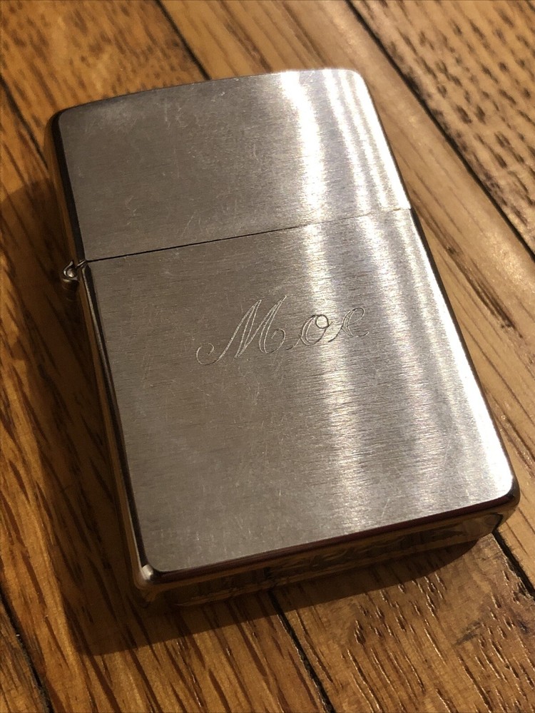 1994 Zippo Brushed Chrome Lighter - “ Moe” Engraved - EXC