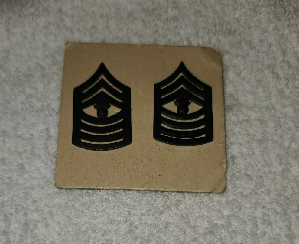 Retro Vanguard USMC Marines BLACK E-9 MASTER GUNNERY SERGEANT CHEVRONS BLACK