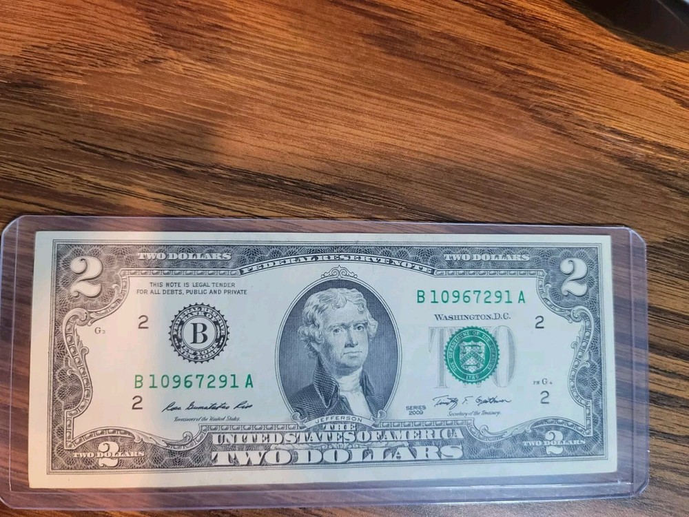 2009 Two Dollar Bill**SLIGHTLY OFF CENTER FRONT & Back - CRISP