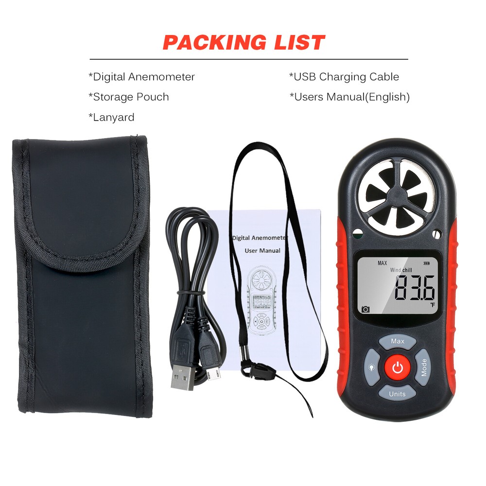 8 In 1 Digital Anemometer Handheld Wind Speed Meter Measuring Wind Speed Tool