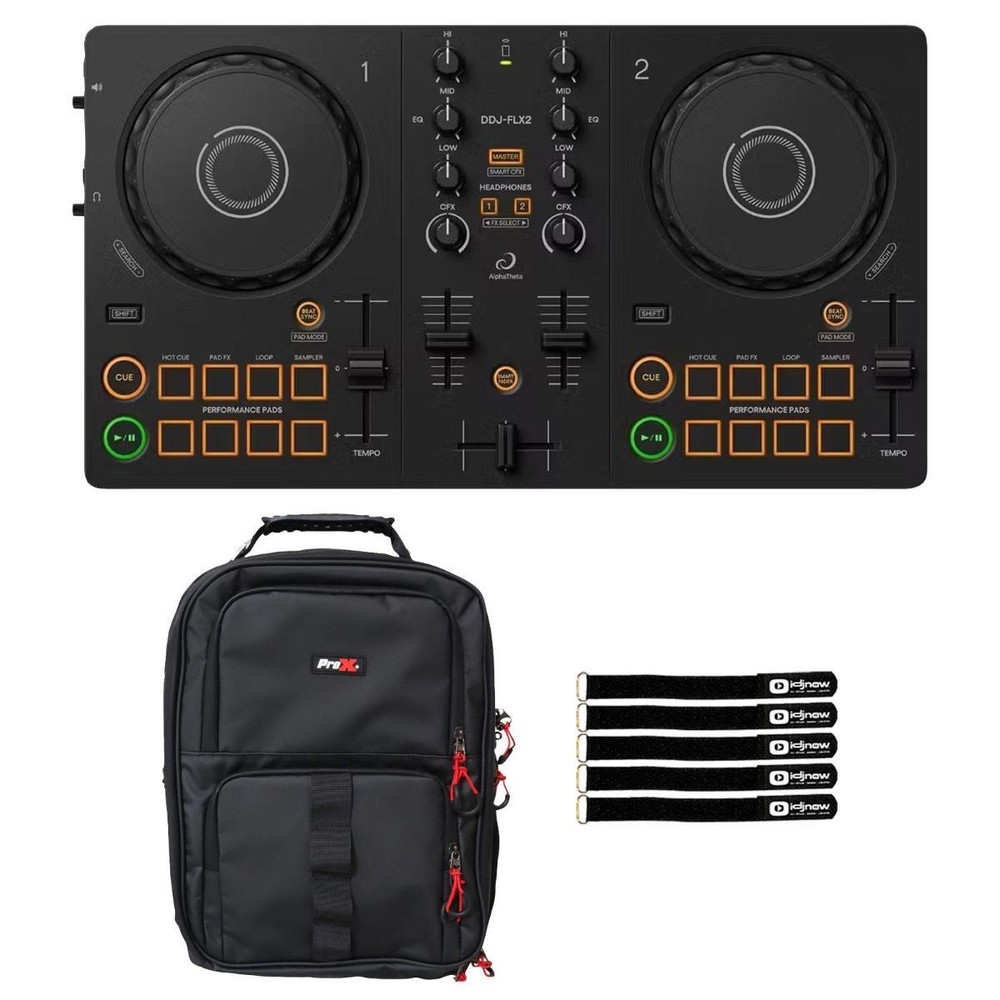 AlphaTheta DDJ-FLX2 Starter Compact 2-Channel DJ Controller with Backpack