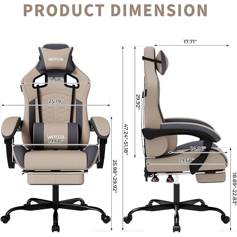 Ergonomic Office Chair Adjustable Recline Pull-Out Footrest Full Support Wheels