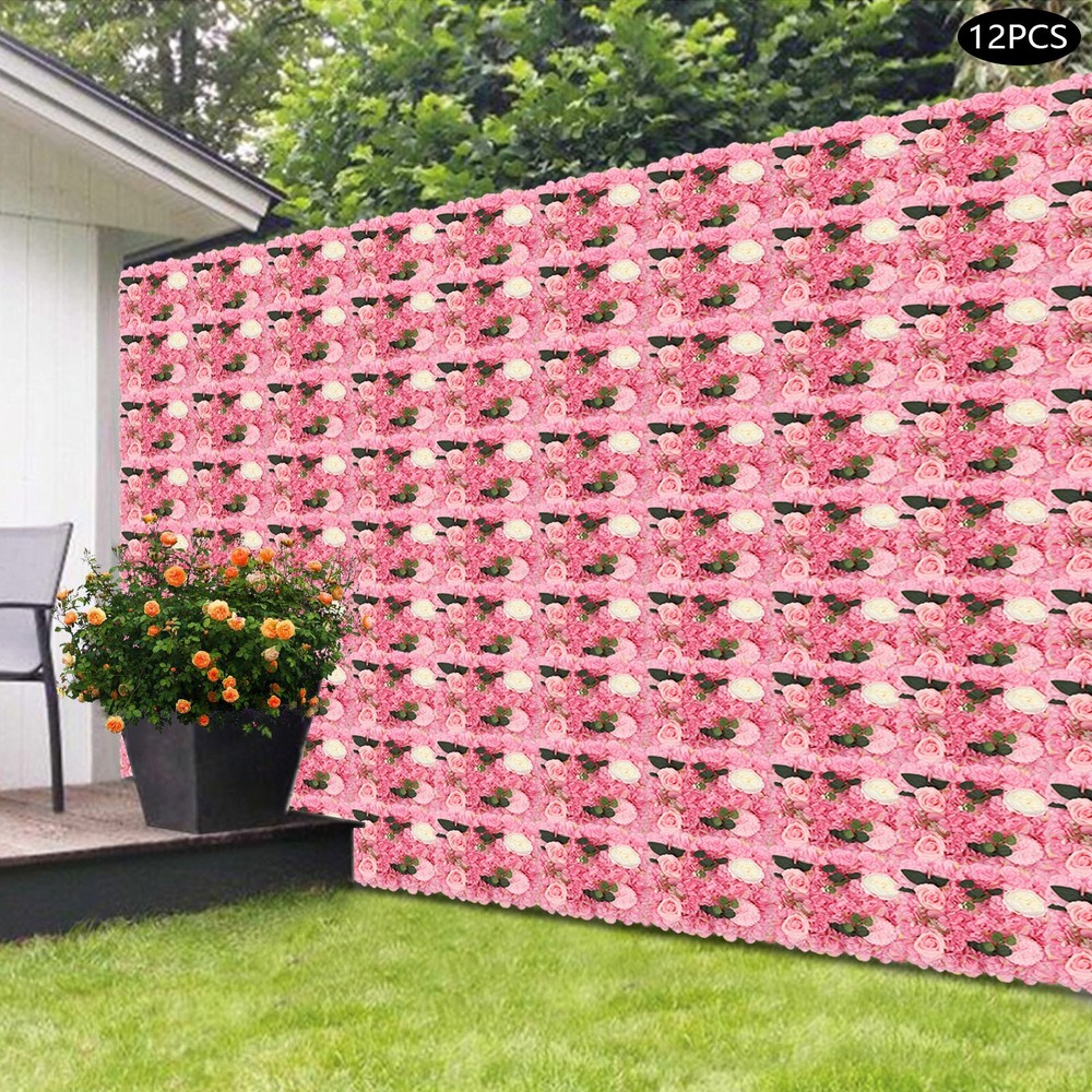 12pcs 3D Artificial Flower Wall Panel Silk Rose Mat for Wedding Backdrop 38*38cm