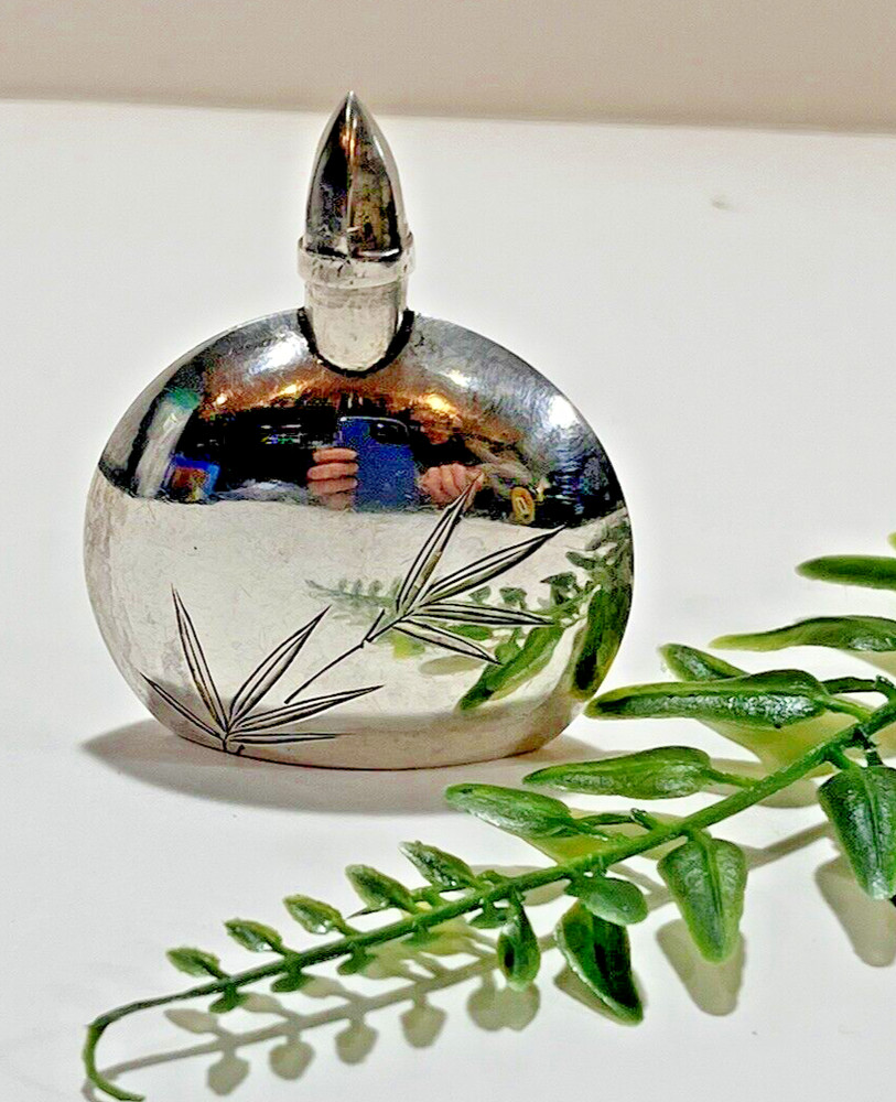 950 Silver Miniature Perfume Bottle Chased Work 13.4 Grams