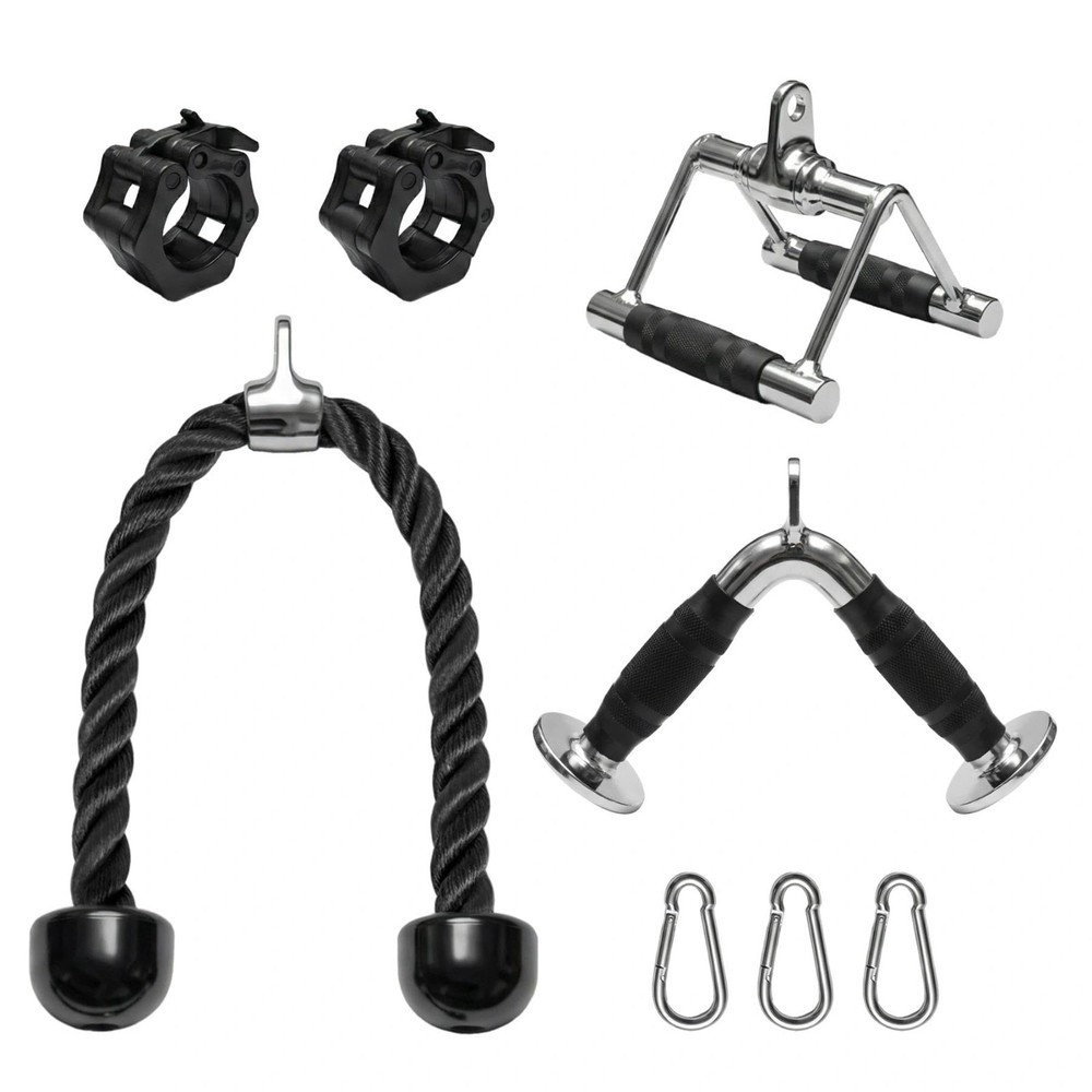 Heavy-Duty LAT Pulldown Cable Attachments Kit - V-Bar, Tricep Rope, Double D Han