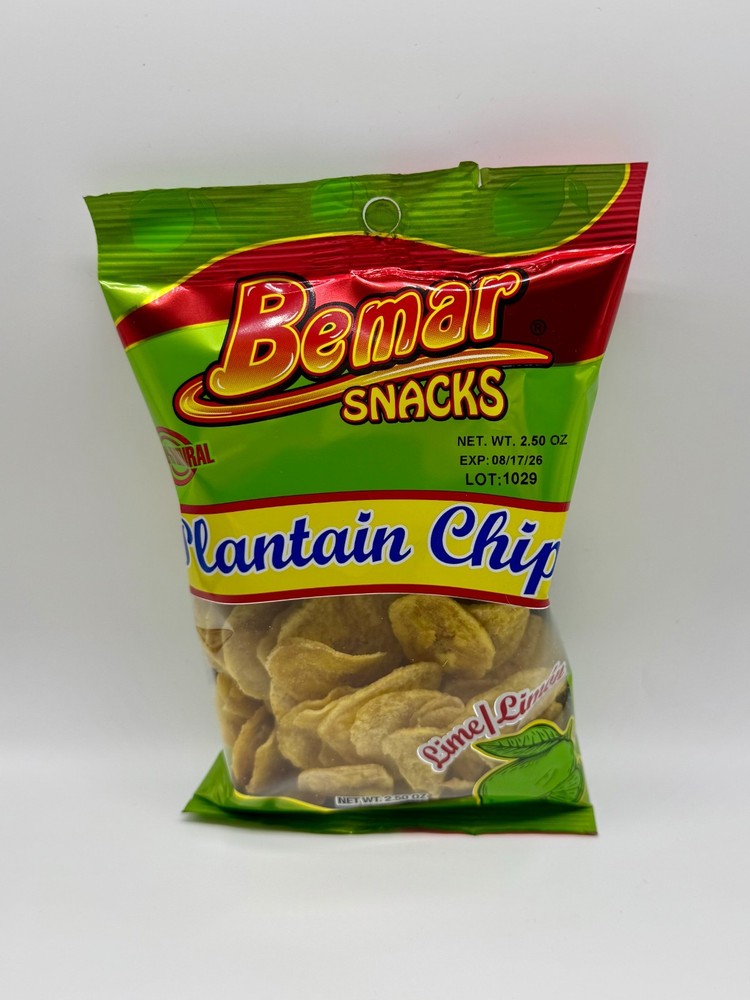 Bemar Snacks-Plantain Chips Lime-24 bags