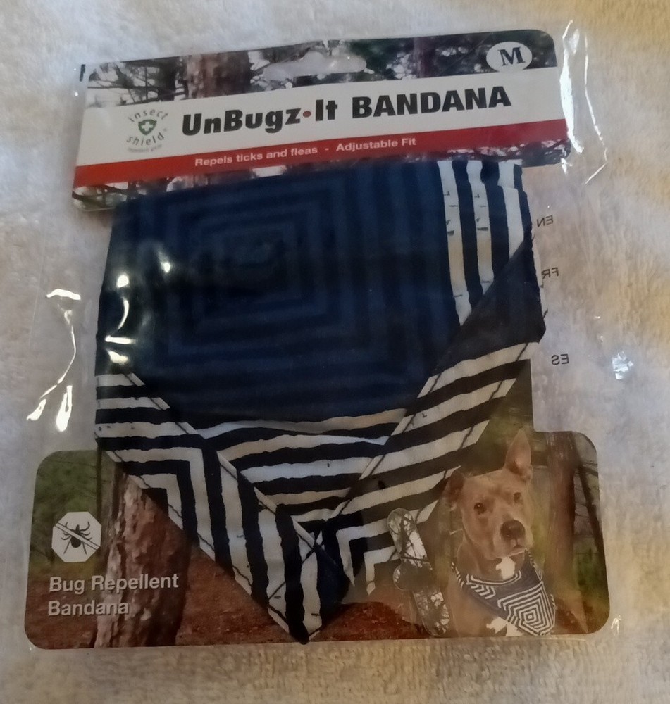 DGS Unbugz-It Bandana Medium Square Blue w/Design. NEW