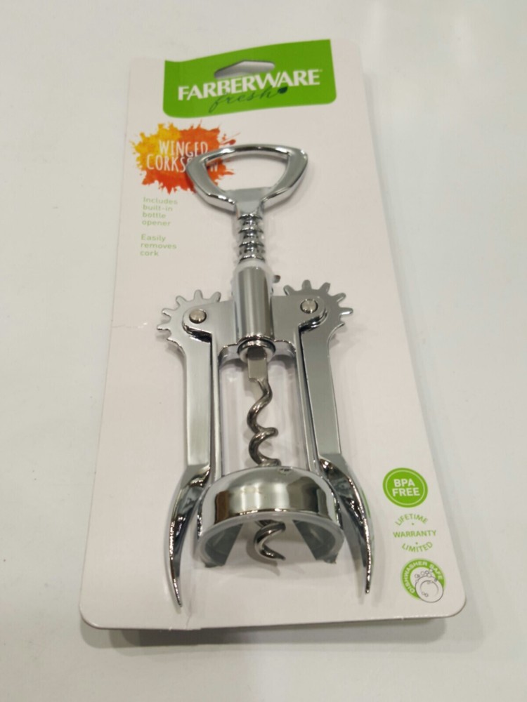 Farberware Classic Chrome Winged Corkscrew, BPA Free, NEW