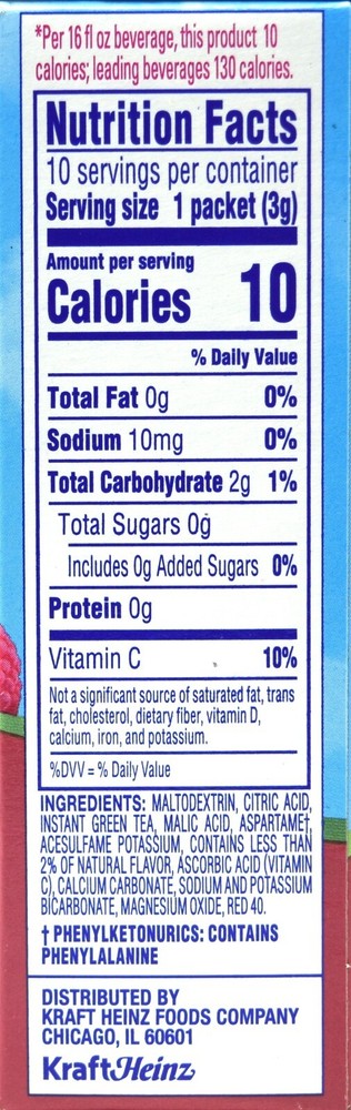 4 10-Packet Boxes Crystal Light Raspberry Green Tea On The Go Drink Mix