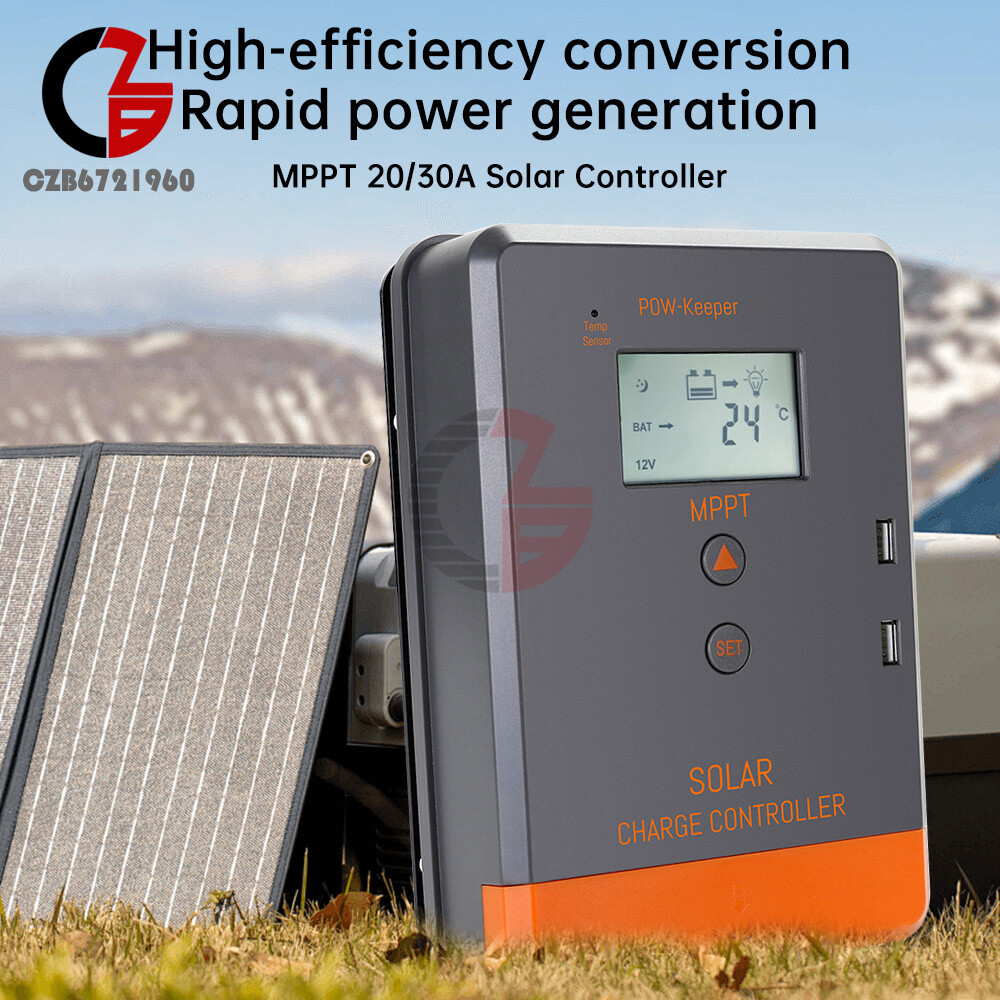 MPPT 30A 20A Solar Charger Controller 12V 24V Solar Panel Regulator LCD Dual USB