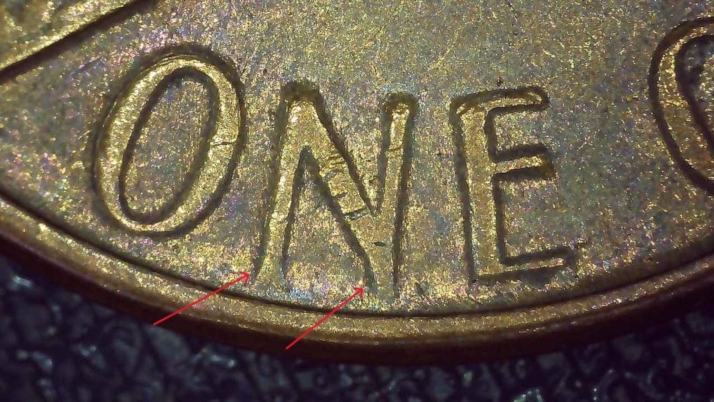 1979 D Lincoln Penny error repunched mintmark, misaligned die