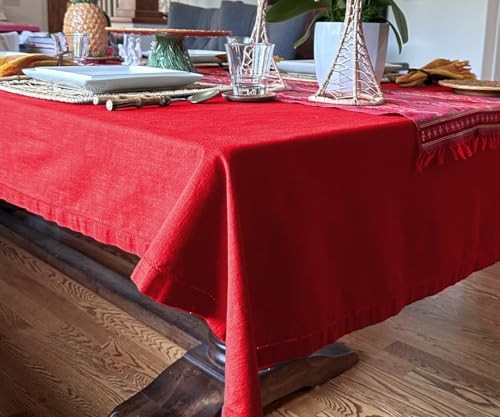 Easter Tablecloths Rectangular 63x88 – 100% Cotton 88" x 63" (Rectangular) Red