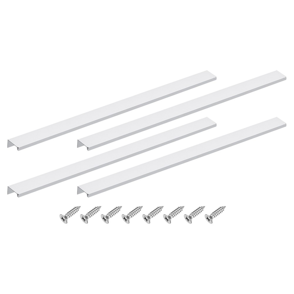 Cabinet Edge Finger Pull, 4pcs 500mm / 19.69" Hidden Cabinet Pulls, Silver