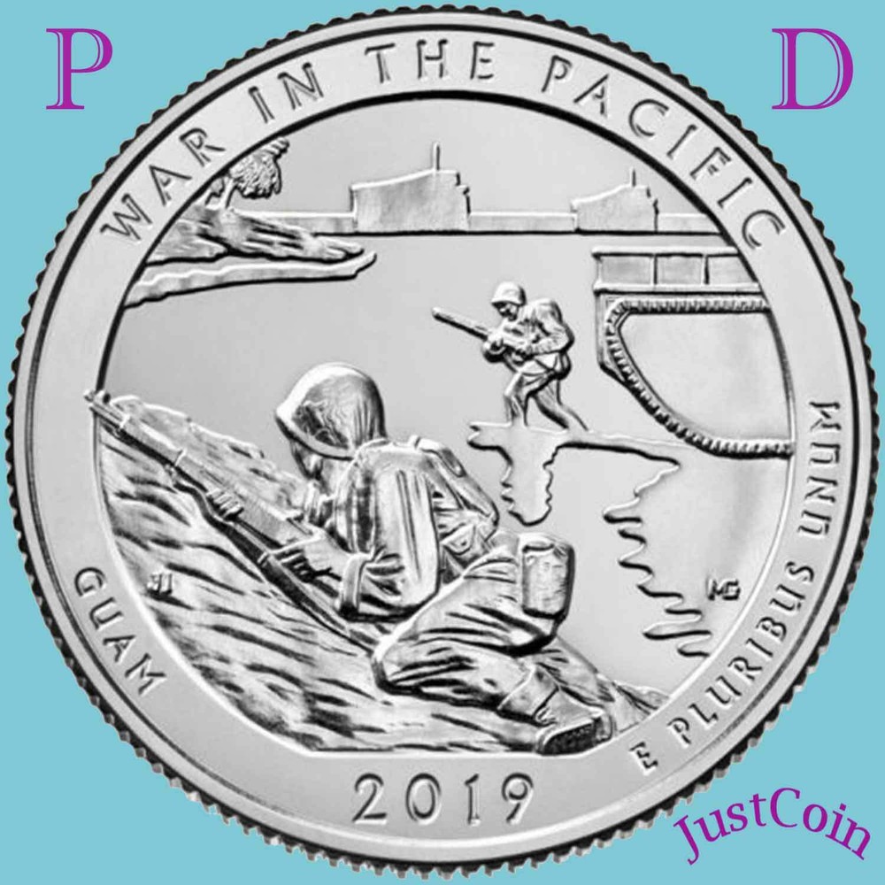 2019 P&D WAR IN PACIFIC (GUAM) PARK TWO UNCIRCULATED QUARTERS SET