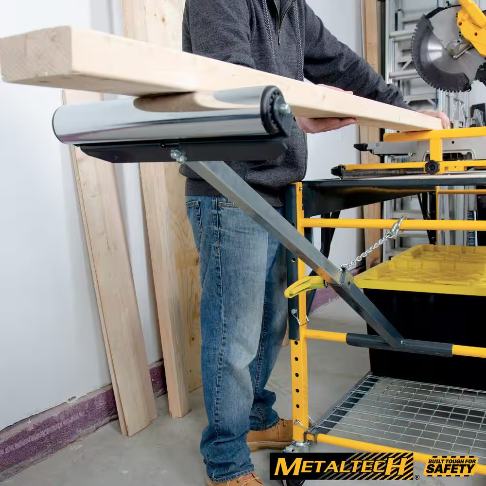 MetalTech Adjustable Steel Bench Support Roller 28in Work Table Miter Saw 75lb