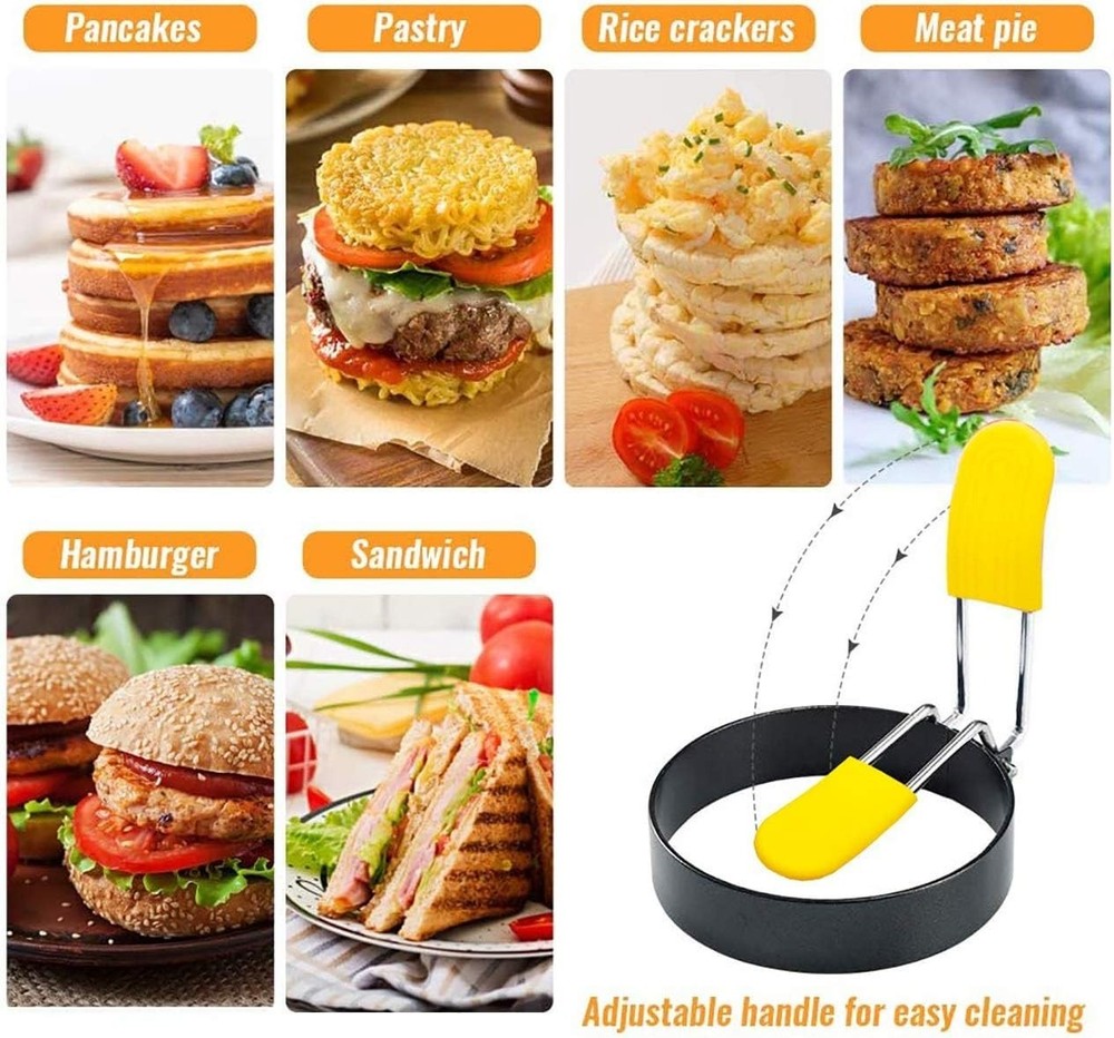 2 Pack Non-Stick Egg Rings with Anti-Scald Handle - Elegant Breakfast Essentials