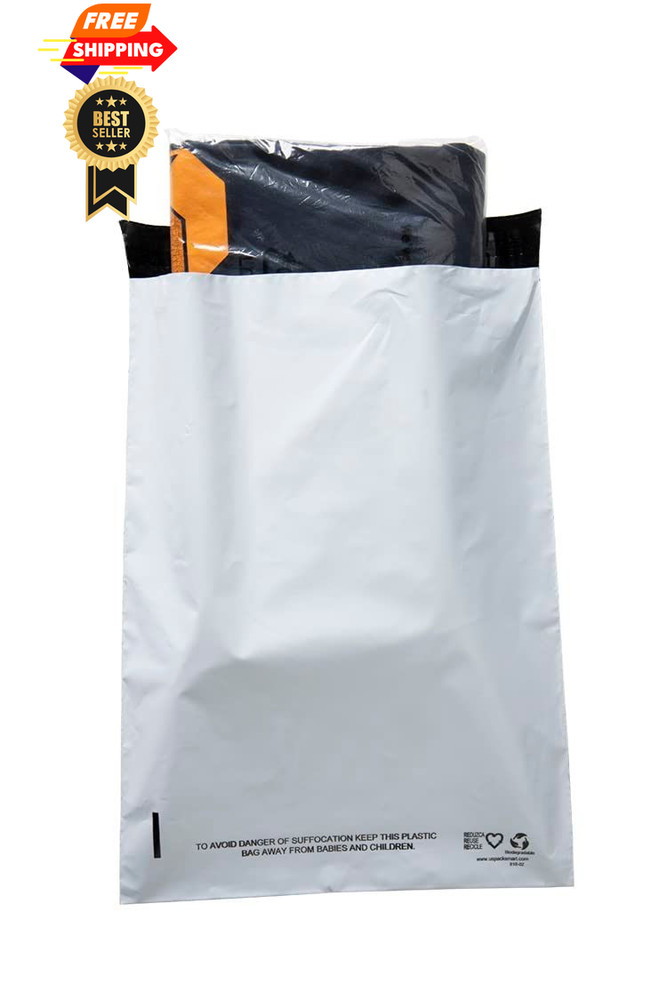US PACK SMART White Plastic Poly Mailers 10"x13" / 100 Pack, Arctic