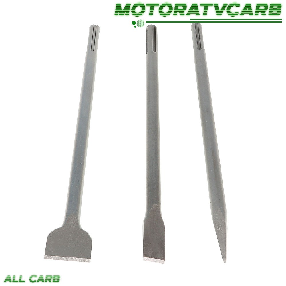 ALL-CARB 3 Pcs 16" SDS Max Bits Set Long-Point Chisel Scaling Chisel Flat Chisel