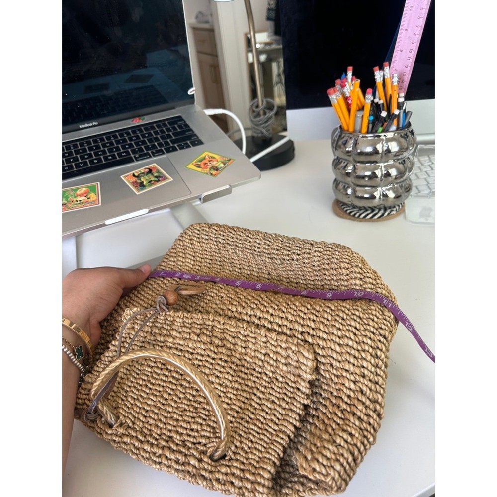 VTG Esprit Woven Straw Backpack in Tan