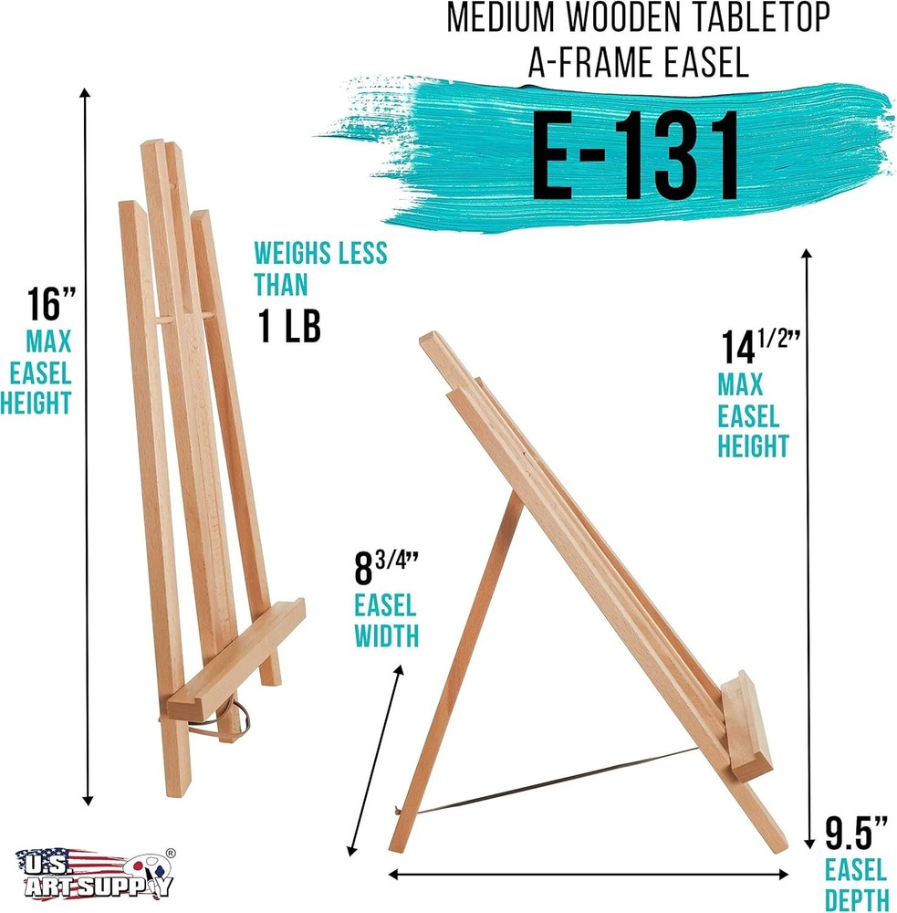 14" Medium Tabletop Display Easel - Beechwood Artist A-Frame Display Stand, W...