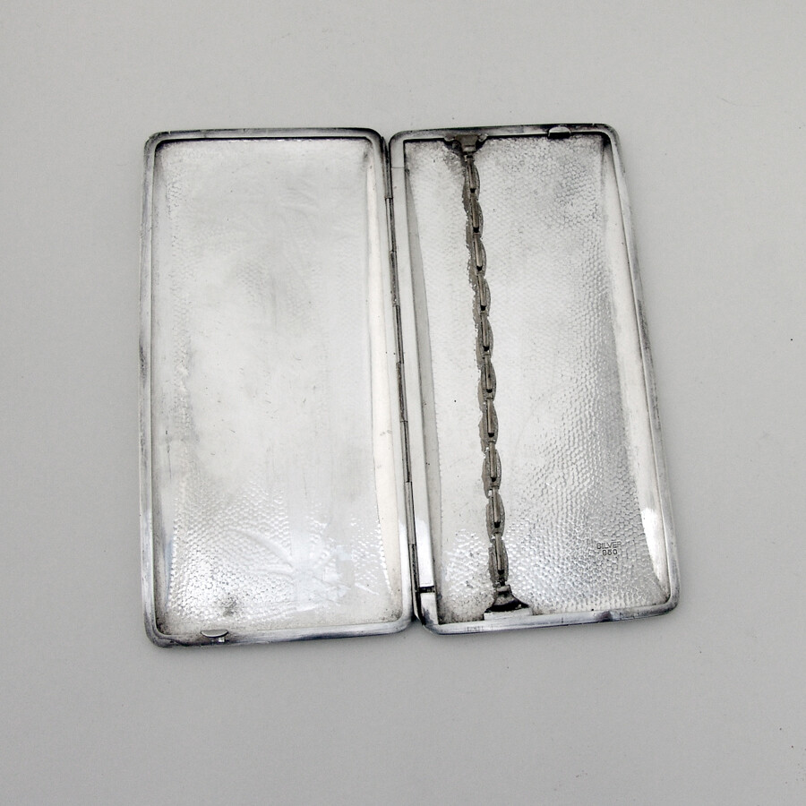 Long Cigarette Case Japanese 950 Sterling Silver Bamboo Design
