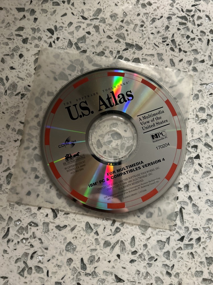 The Software Toolworks U.S. Atlas Disc CD-ROM IBM PC Version 4
