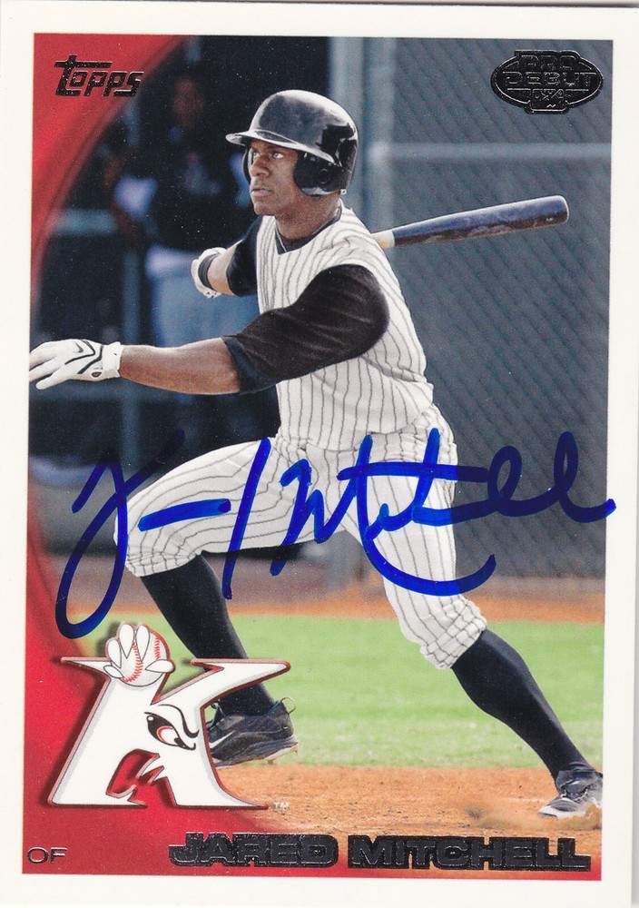 JARED MITCHELL KANNAPOLIS INTIMIDATORS SIGNED 2010 TOPPS PRO DEBUT BASEBALL CARD