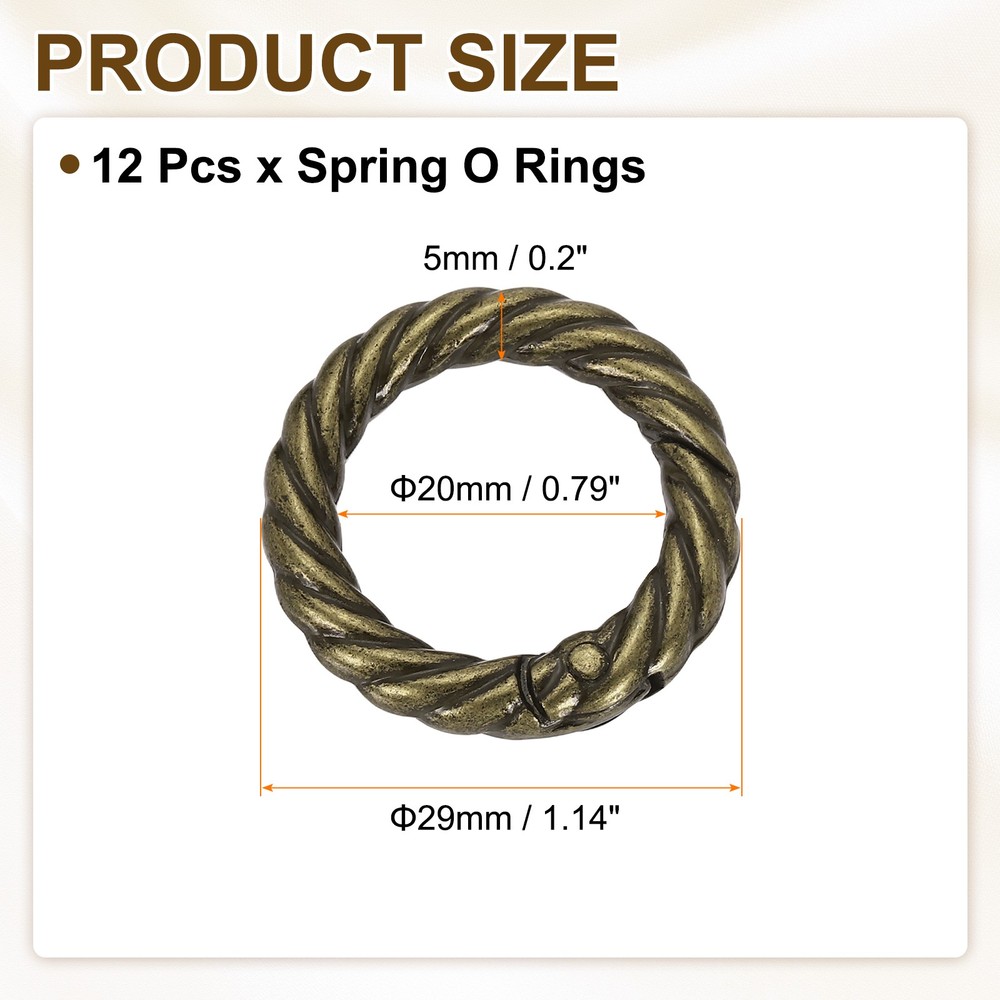 12pcs Spring O Rings 3/4" Round Trigger Metal Snap Hook Key Ring Bronze