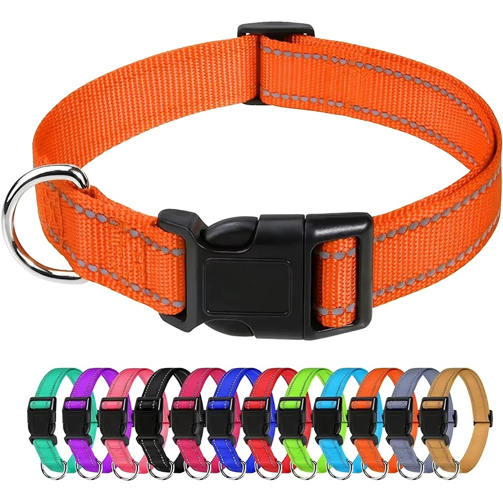 Reflective Nylon Dog Collar Adjustable Pet Collar Quick Release