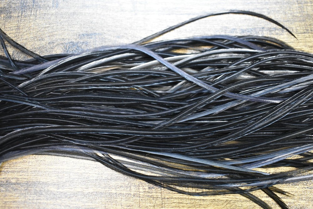 Full Set Sized DYED BLACK Dry Fly Rooster Saddle Feathers Fly Tying