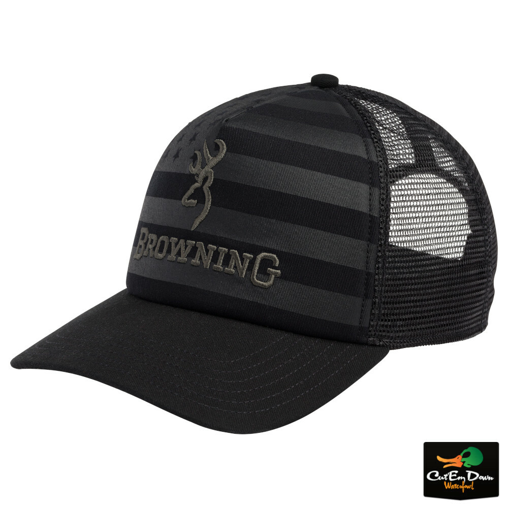 NEW BROWNING FOAM TRUCKER FLAG CAP MESH BACK HAT BUCKMARK LOGO