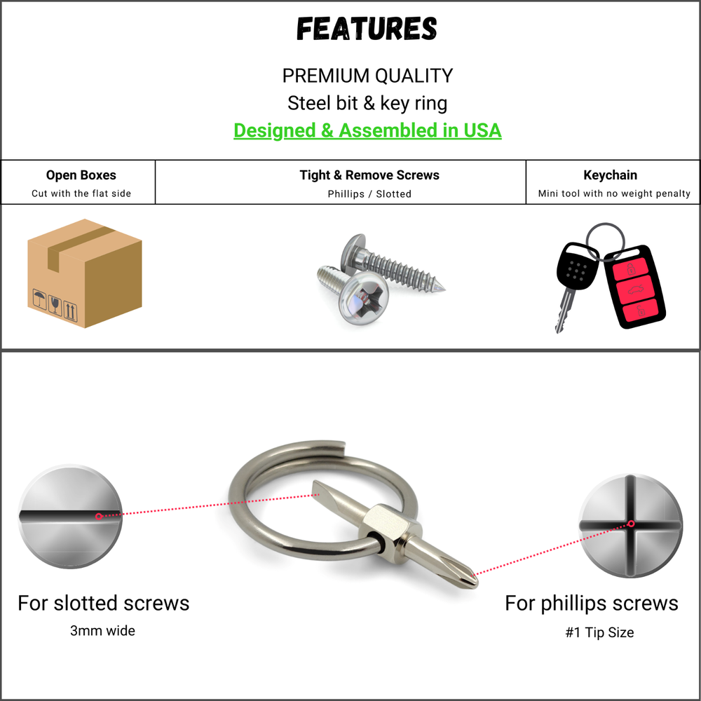 Keychain Screwdriver Tiny Bit with Phillips/Flat Head - Small Pocket EDC Tool #1