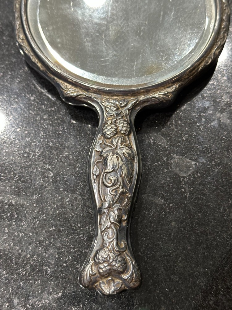 Antique Hand Mirror Vanity Acorn Pinecone