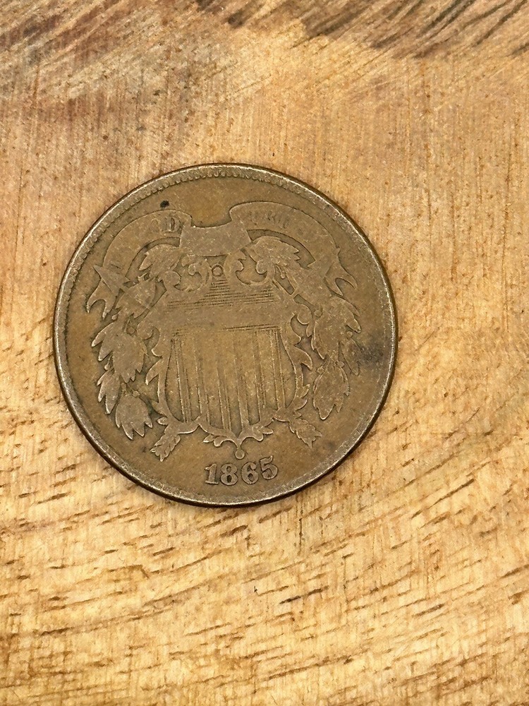 1865 2 Cent Piece Two Cents US Coin Nice Shape #6079