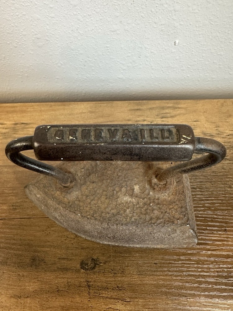 Antique CHEVALLI Cast Iron Sad Iron Primitive Laundry Tool